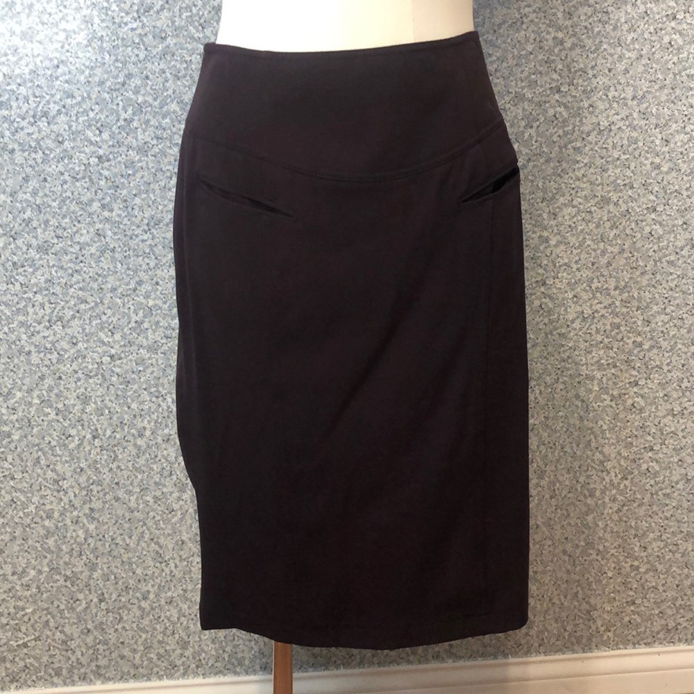 S298 Grace Elements Chocolate Brown Knee Length Column Skirt Size 10